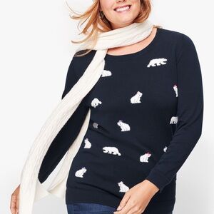 Talbots Navy Mini Polar Bear Sweater – Fuzzy Knit – Size L – NWT